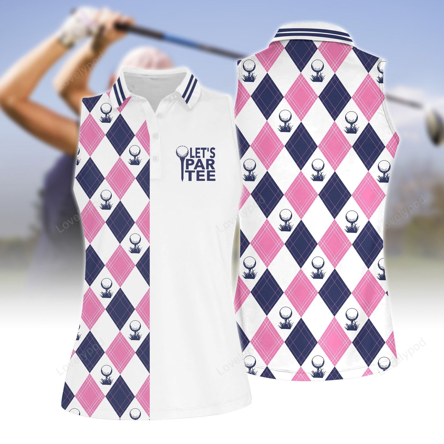 Let's par tee women sleeveless polo shirt, women's sleeveless golf shirts, funny women golf shirts GY2111