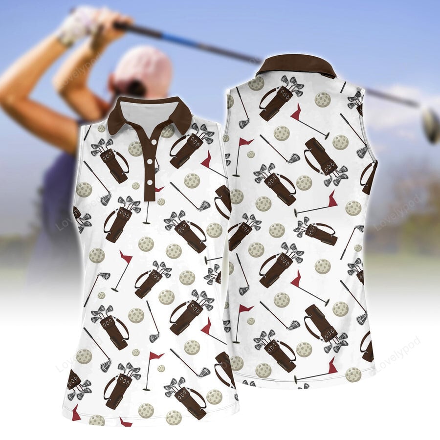 Women's golf pattern sleeveless polo shirt, women's sleeveless golf shirts, funny women golf shirts GY2117