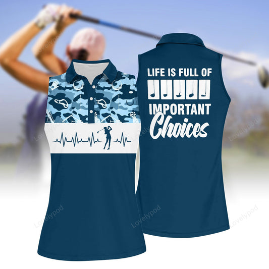 Golf women sleeveless polo shirt, women's sleeveless golf shirts, funny women golf shirts GY2131