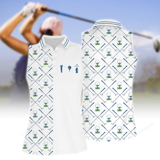 Women's play golf ball sleeveless polo shirt, women's sleeveless golf shirts, funny women golf shirts GY2150