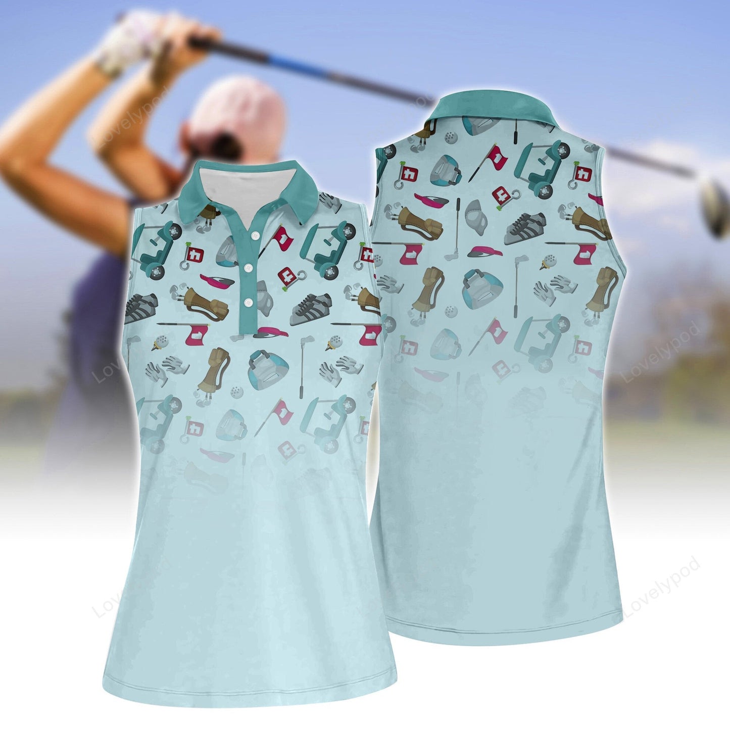 Women's golf sleeveless polo shirt, women's sleeveless golf shirts, funny women golf shirts GY2151