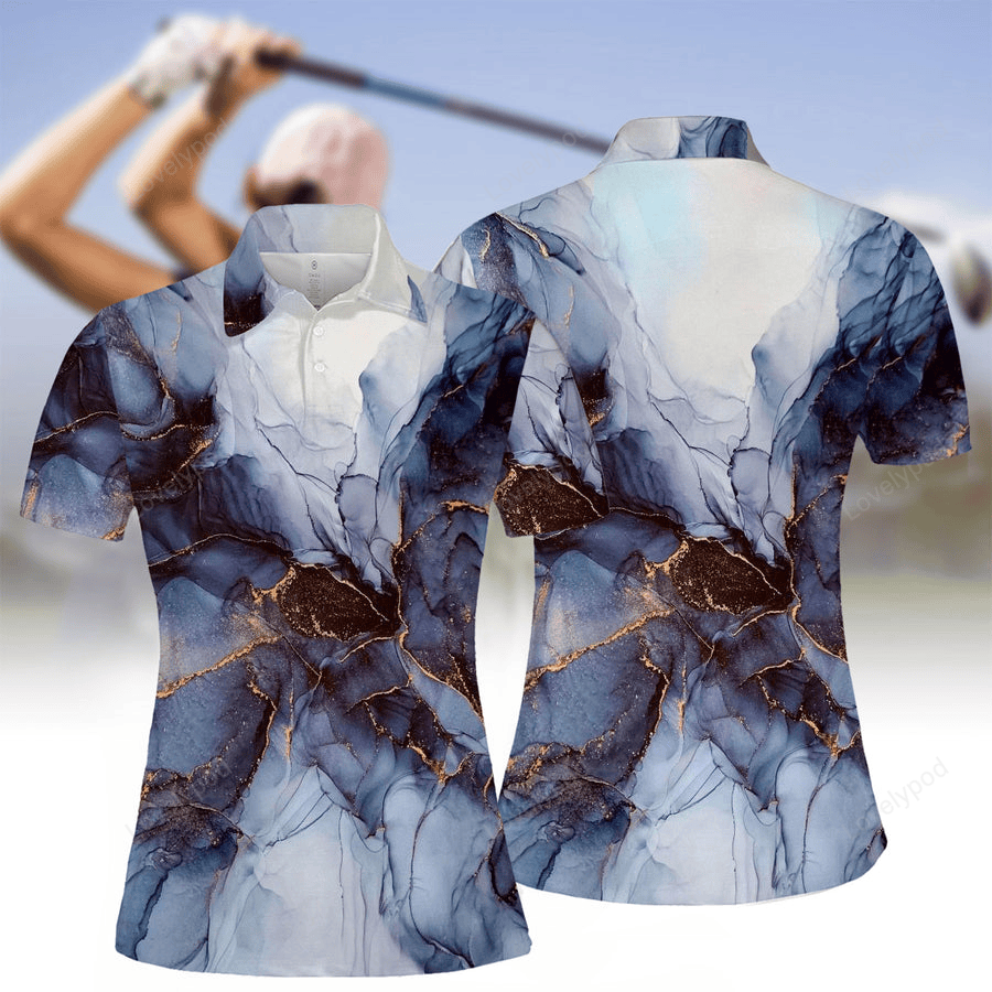 Women's marble print polo shirt, golf lovers gift, women golf polo GY2158