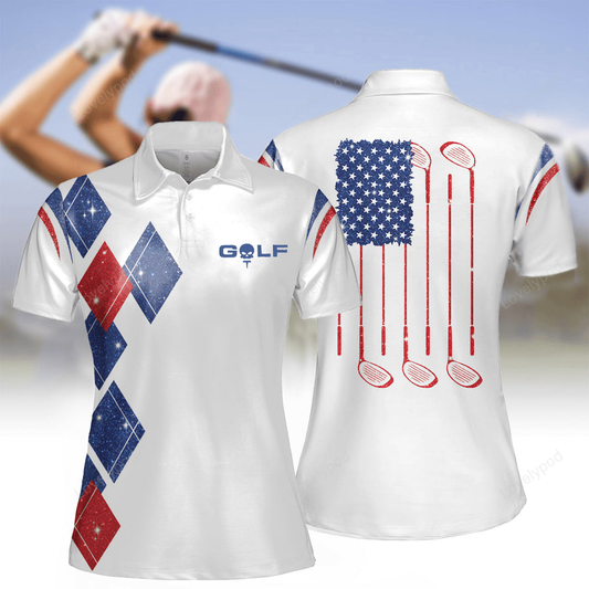 Love golf american flag women polo shirt, golf shirt, women golf polo GY2164