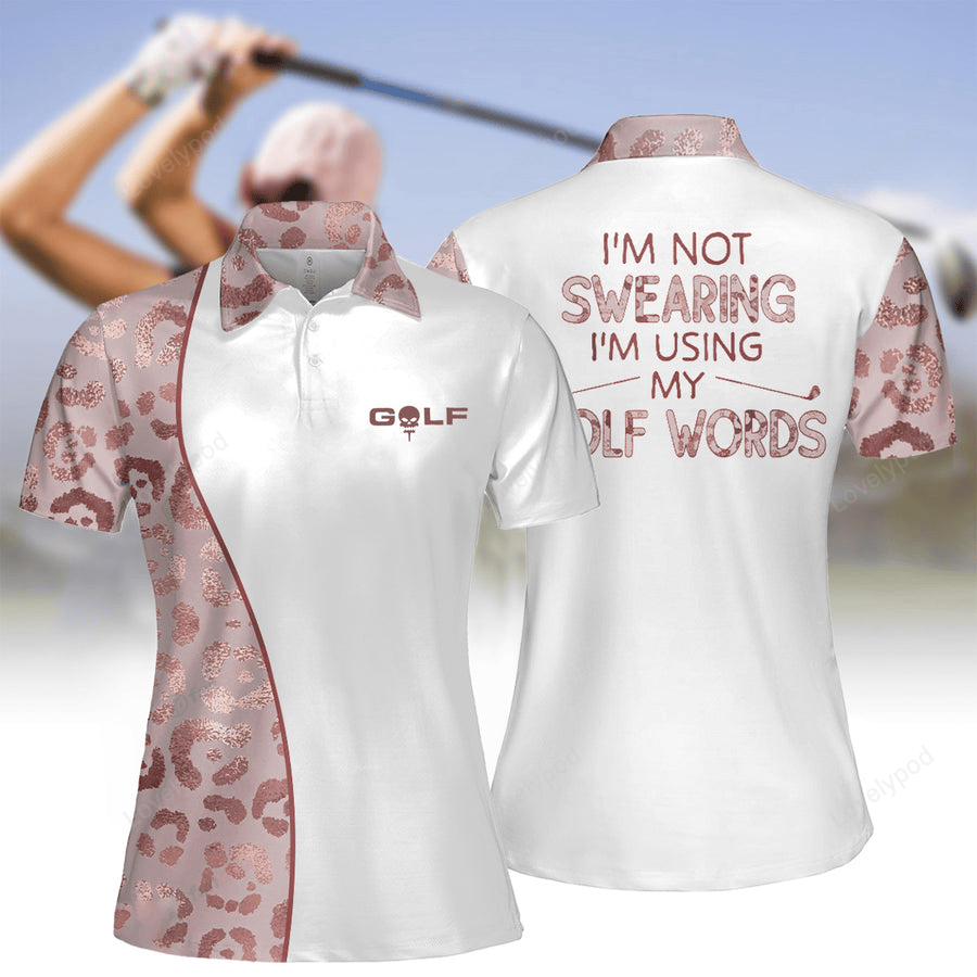 Women golf polo, i'm swearing golf leopard short sleeve women polo shirt GY2166