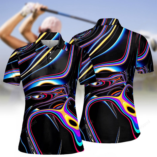 Women's black whirlwind polo shirt, womens golf shirts, golf lovers gift GY2170