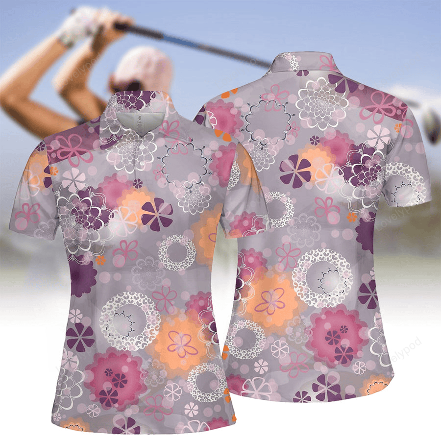 Women's floral short sleeve polo shirt & sleeveless polo shirt, womens golf shirts GY2176