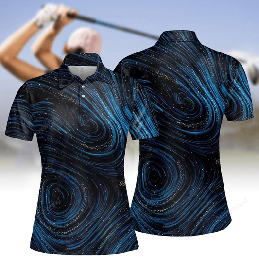 Women's night sky short sleeve polo shirt, women's golf shirts, funny women golf shirt GY2177