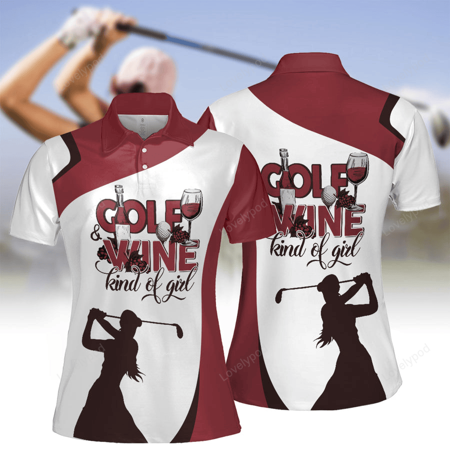 Golf and wine kind of girl golf short sleeve polo shirt white and red golf women polo shirt GY2182