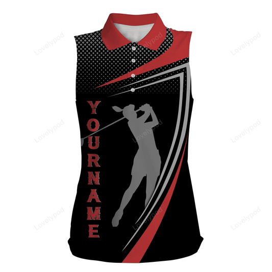 Personalized red and black sports golf custom sleeveless polo shirt GY2322