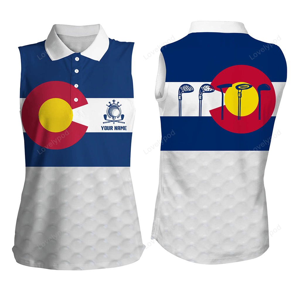 Colorado flag womens sleeveless golf polo shirt custom patriotic golf shirts for women golfing gifts GY2350