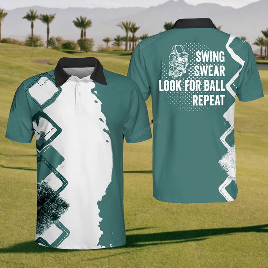 Men's swing swear looking for the ball repeat polo shirt, custom golf multicolor shirts, funny men golf shirt, golf team shirt GY2382