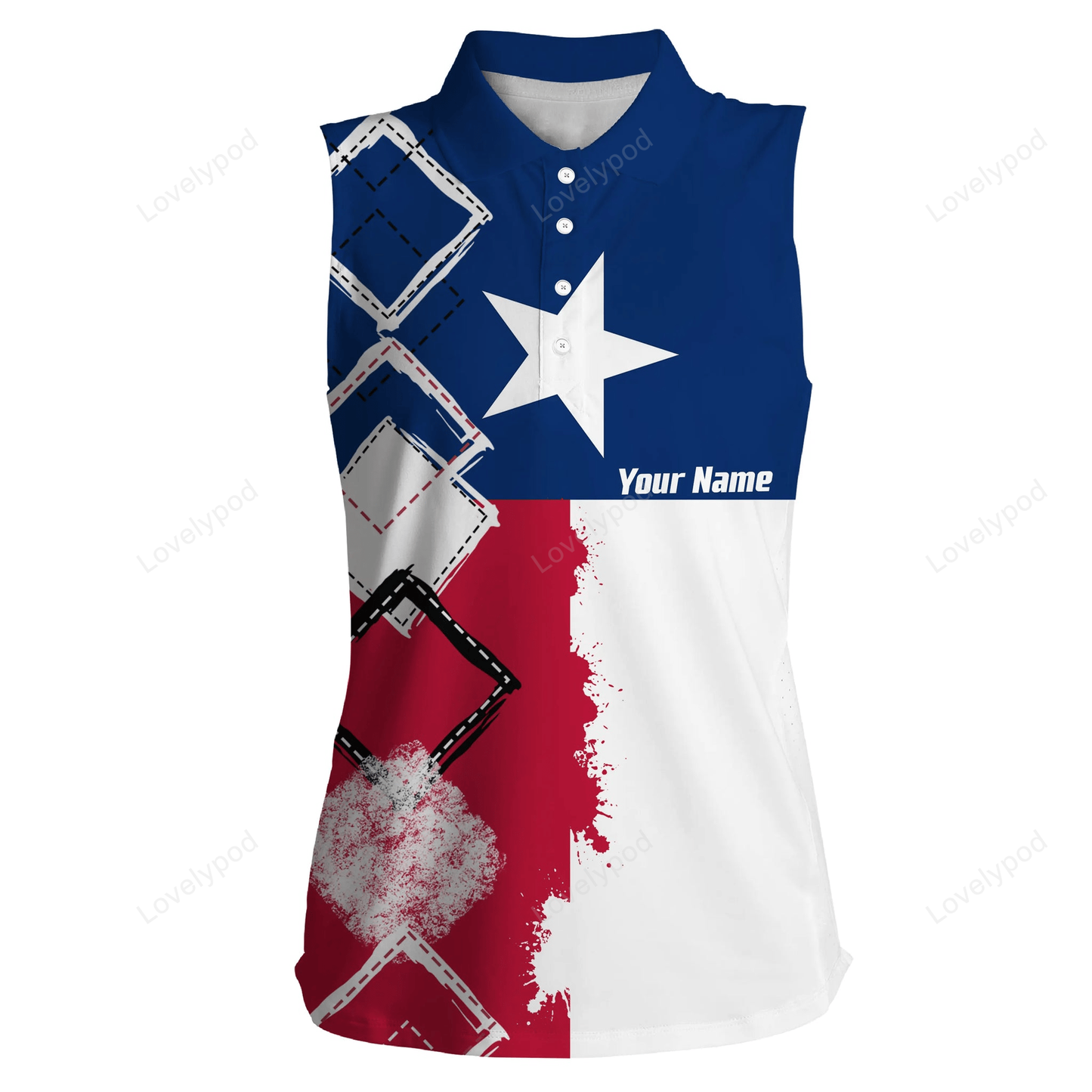 Women sleeveless polo shirt texas flag patriot custom name golf shirts for women, gift for the golfers GY2390