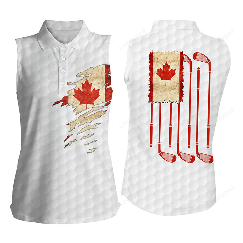 Womens sleeveless polo shirt canada flag patriot vintage flag golf clubs golf shirt women GY2394