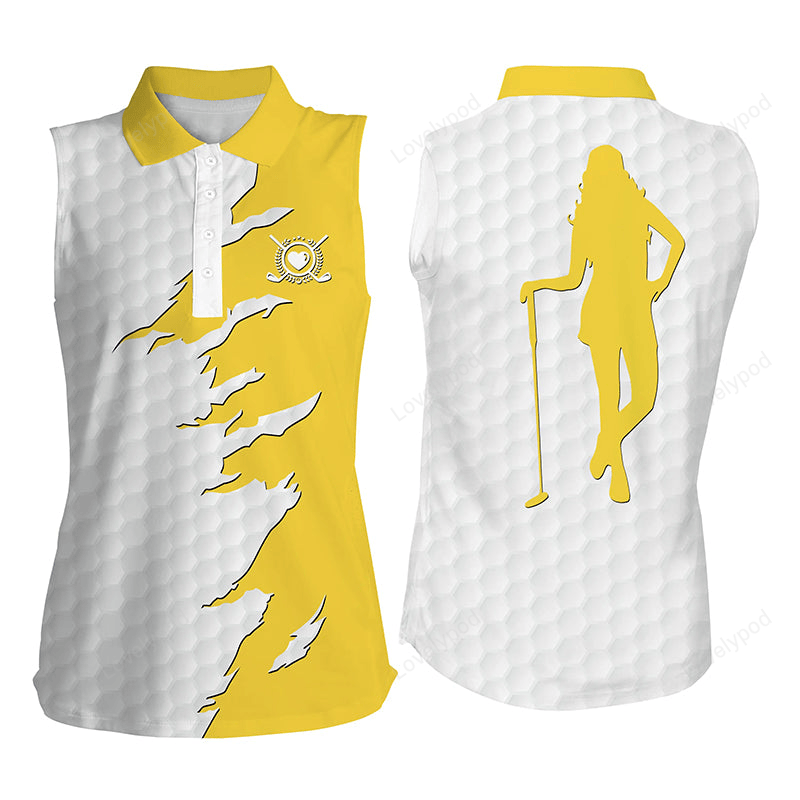 Custom funny womens sleeveless polo shirts multi-color, ladies golf tops, golfing gifts GY2404