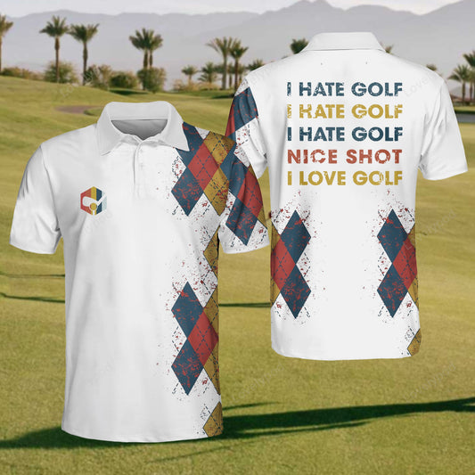 Men's i hate golf nice shoot polo shirt, custom golf shirts, funny men golf shirt GY2418