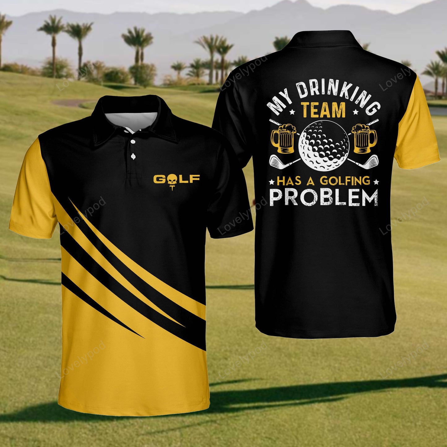 My drinking team has a golfing problem polo shirt for men, custom golf shirts, funny men golf shirt GY2423