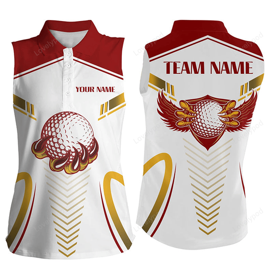 Eagle golf ball custom red yellow women's sleeveless polo shirt team golf shirts for women golf gifts GY2718