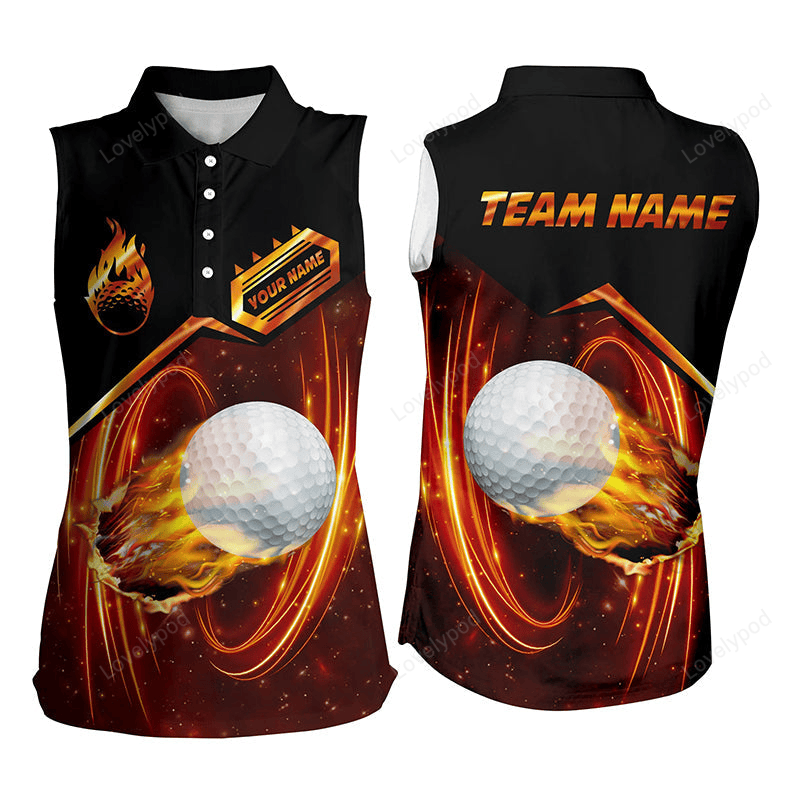 Womens sleeveless polo shirt custom light flame golf ball team golf jerseys, golf attire for women GY2721