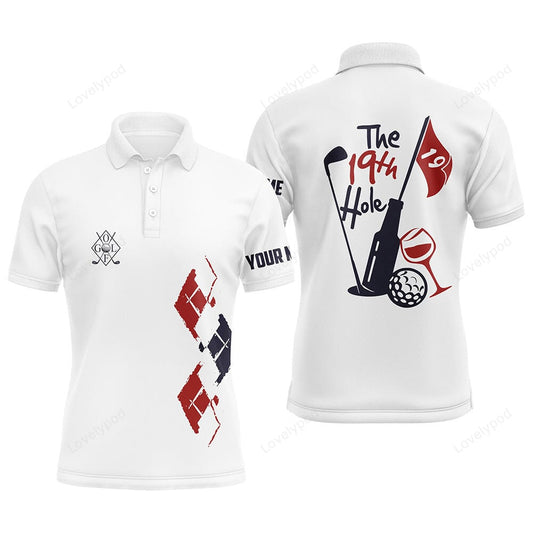 Funny men's golf polo shirt, custom vintage golf and wine the 19th hole golf clubs team polo shirts GY2968