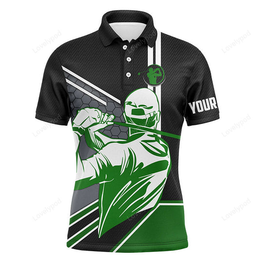 Black mens golf polo shirt custom name golfing gifts, personalized best mens golf wear GY2987