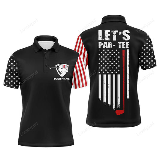 American flag golf polo shirt for men, custom let's par tee patriotic mens golf shirts GY3005