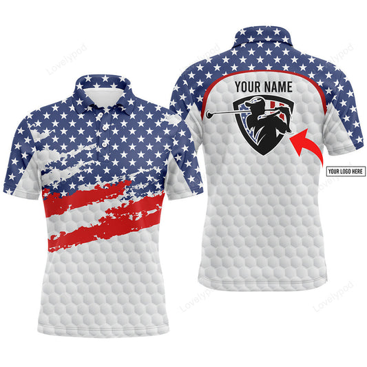 American flag men golf polo shirts custom name and logo, personalized team golf polo shirt GY3040