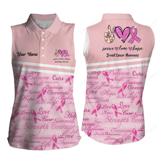 Breast cancer awareness pink sleeveless golf polo shirt custom golf shirts for women best golf gifts GY3043