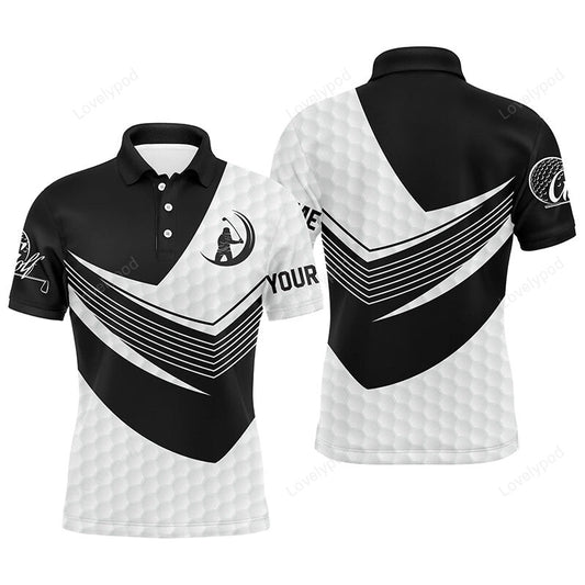 Black and white golf balls skin custom name short sleeve, long sleeve golf polos for mens GY3047