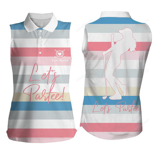 Let's partee pastel multicolor women's sleeveless golf tops personalized rainbow golf shirts for women GY3122