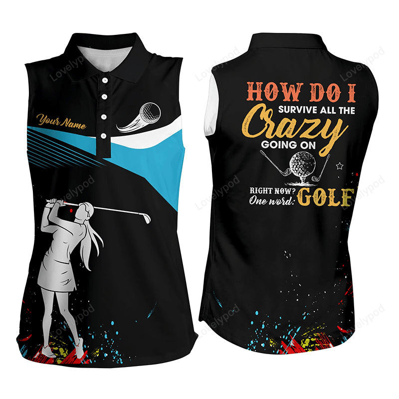 Water color womens sleeveless golf polo shirt personalized colorful golf shirts for women, golf gifts GY3162