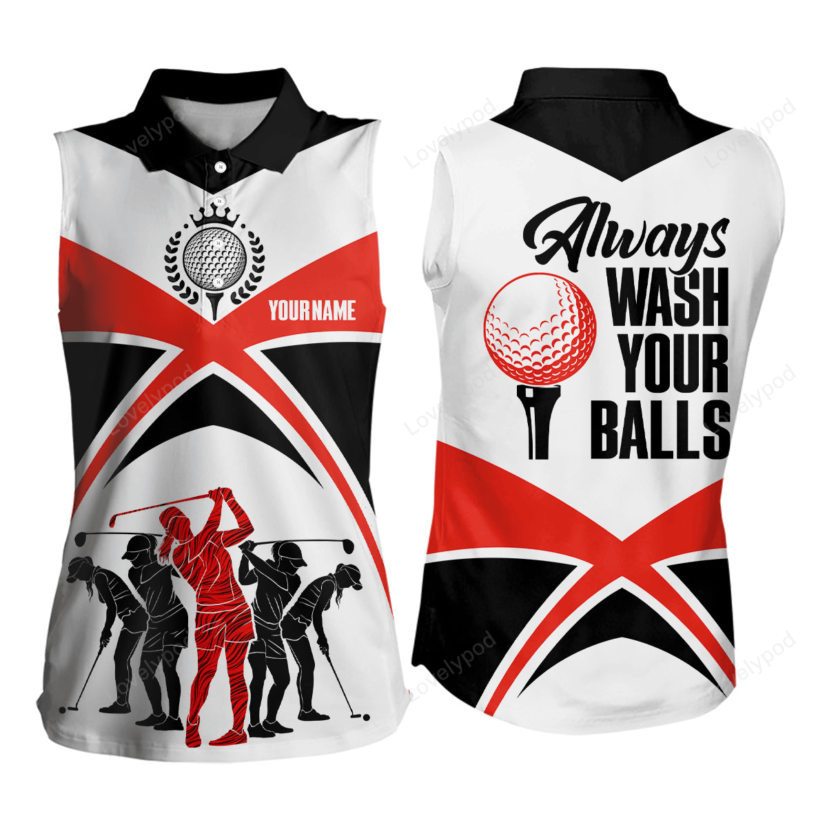 Always wash your balls sleeveless golf shirts custom orange black golf shirts for women, golf gifts GY3164