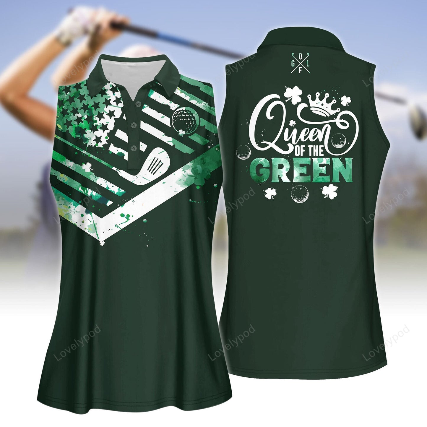 Queen of the green women golf sleeveless polo shirt, polo shirt for women, ladies golf shirt GY3206