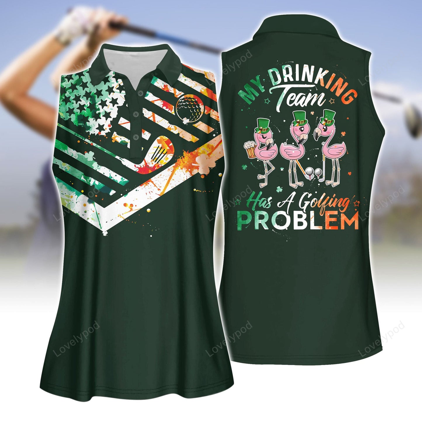 My drinking team has a golfing problem american flag polo shirt, polo shirt for women, ladies golf shirt GY3207