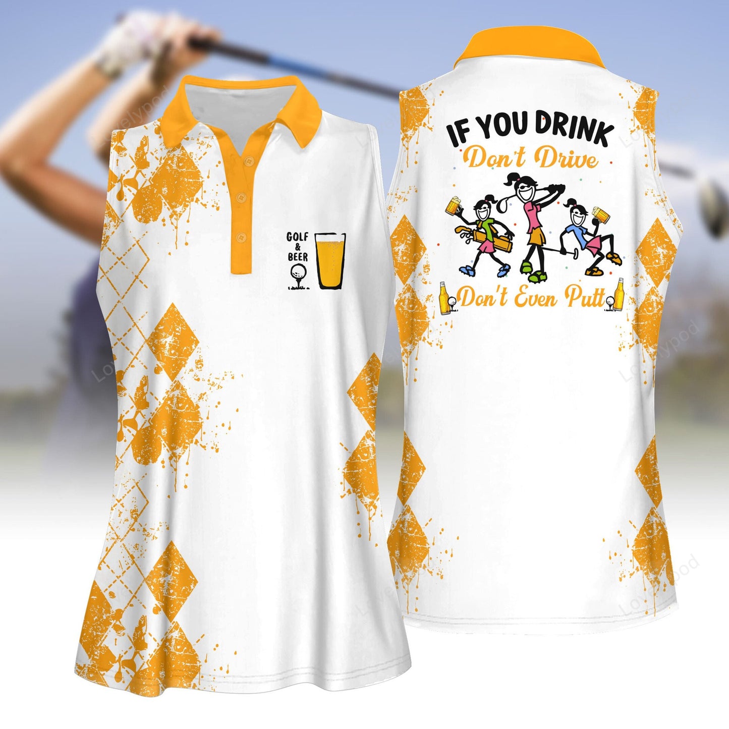 If you drink don’t drive don’t even putt beer golf sleeveless polo shirt, ladies golf shirt GY3210