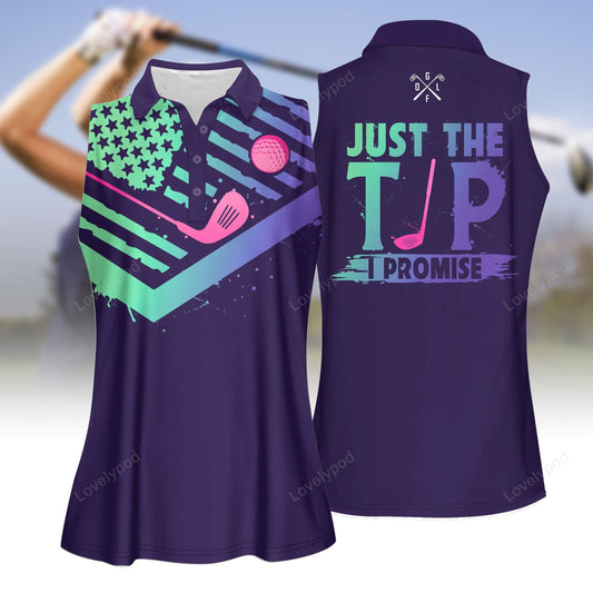 Gradient just the tip i promise golf sleeveless polo shirt, ladies golf shirt, golf polo shirt for women GY3211