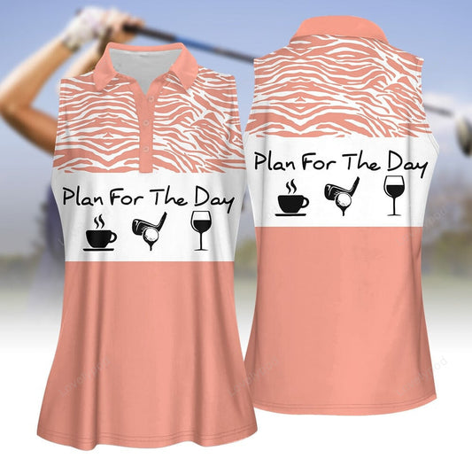 Peach fuzz plan for the day pink golf women short sleeve polo shirt, sleeveless polo shirt GY3221