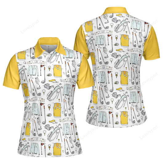 Golf life in yellow short sleeve women polo shirt, funny golf shirt for women GY3240