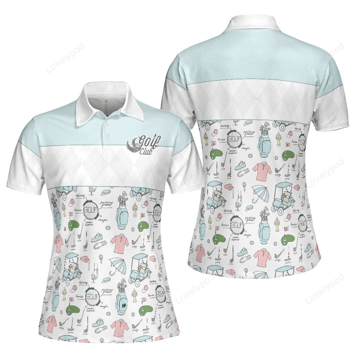 Golf life in blue short sleeve women polo shirt, funny golf polo shirt for ladies GY3247