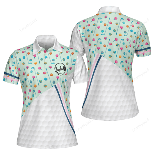 Elegant golf girl in light green golf short sleeve women polo shirt, colorful golf shirt for ladies GY3253