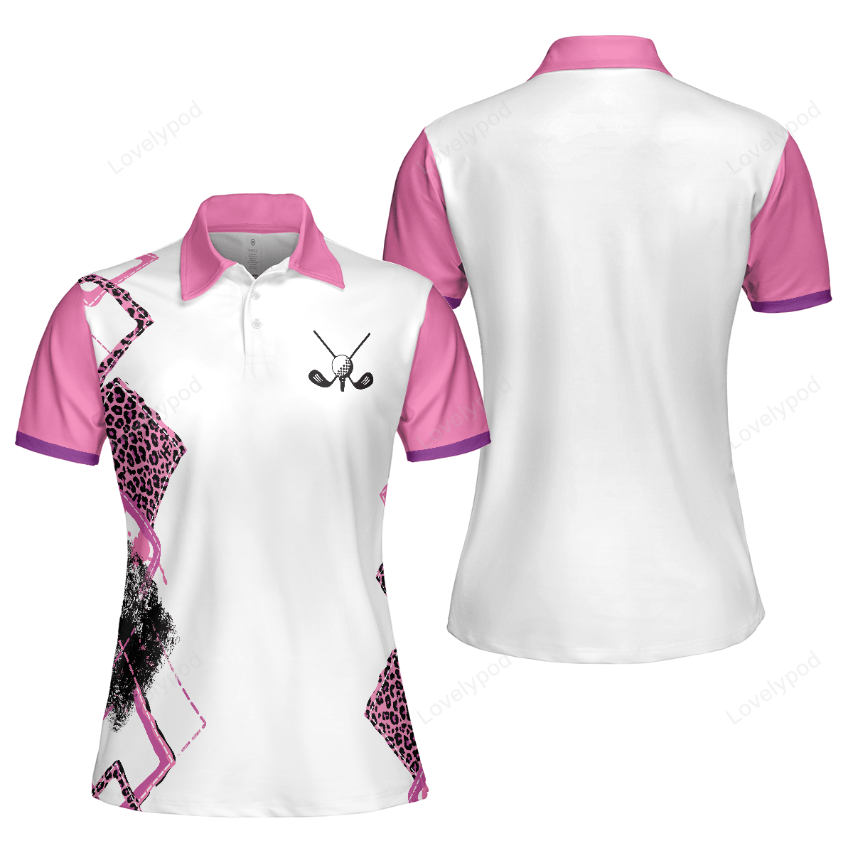 Classic golf lady white and pink golf short sleeve women polo shirt, golf shirt for girls GY3255