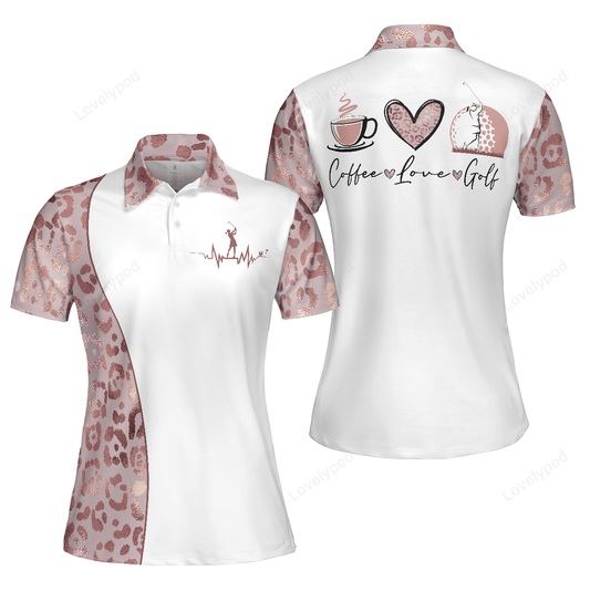 Coffee love golf leopard pattern short sleeve women polo shirt GY3268