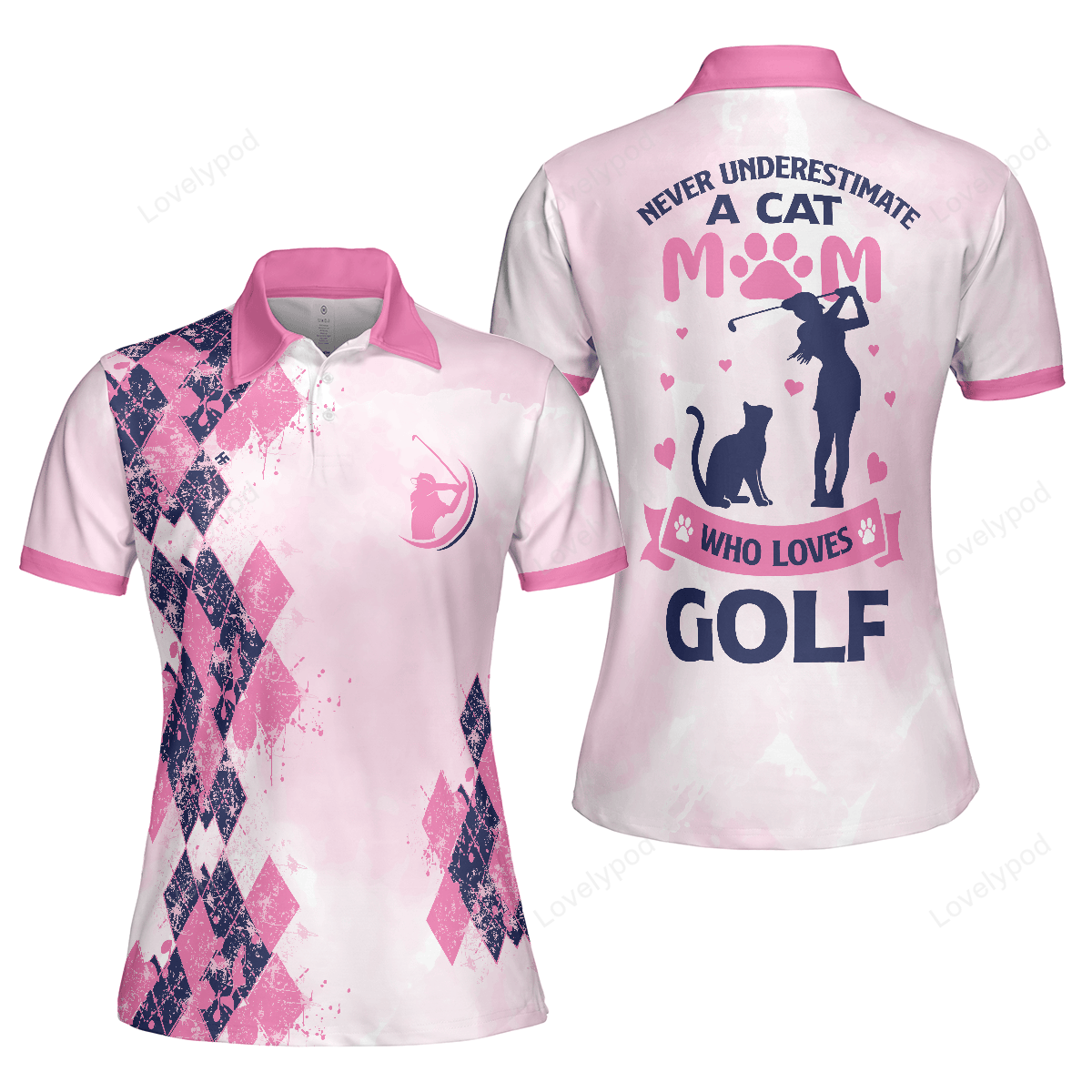 Never underestimate a cat mom golf girl short sleeve women polo shirt GY3280