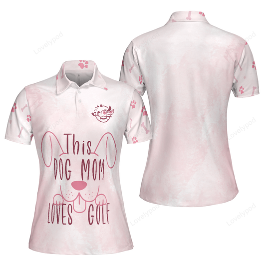 This dog mom loves golf short sleeve women polo shirt, pink golf shirt for ladies, golf gift for dog lovers GY3282