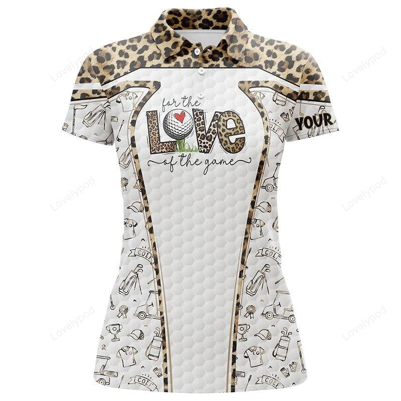 Customized golf women polo shirts, the love of the game leopard pattern golf shirts GY3293