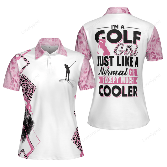 Golf girls are cooler leopard pattern short sleeve women polo shirt, pink argyle pattern golf shirt for ladies GY3298