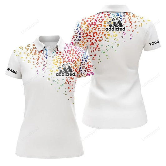 Customized golf women polo shirt, personalized watercolor leopard golf addicted polo shirts GY3322