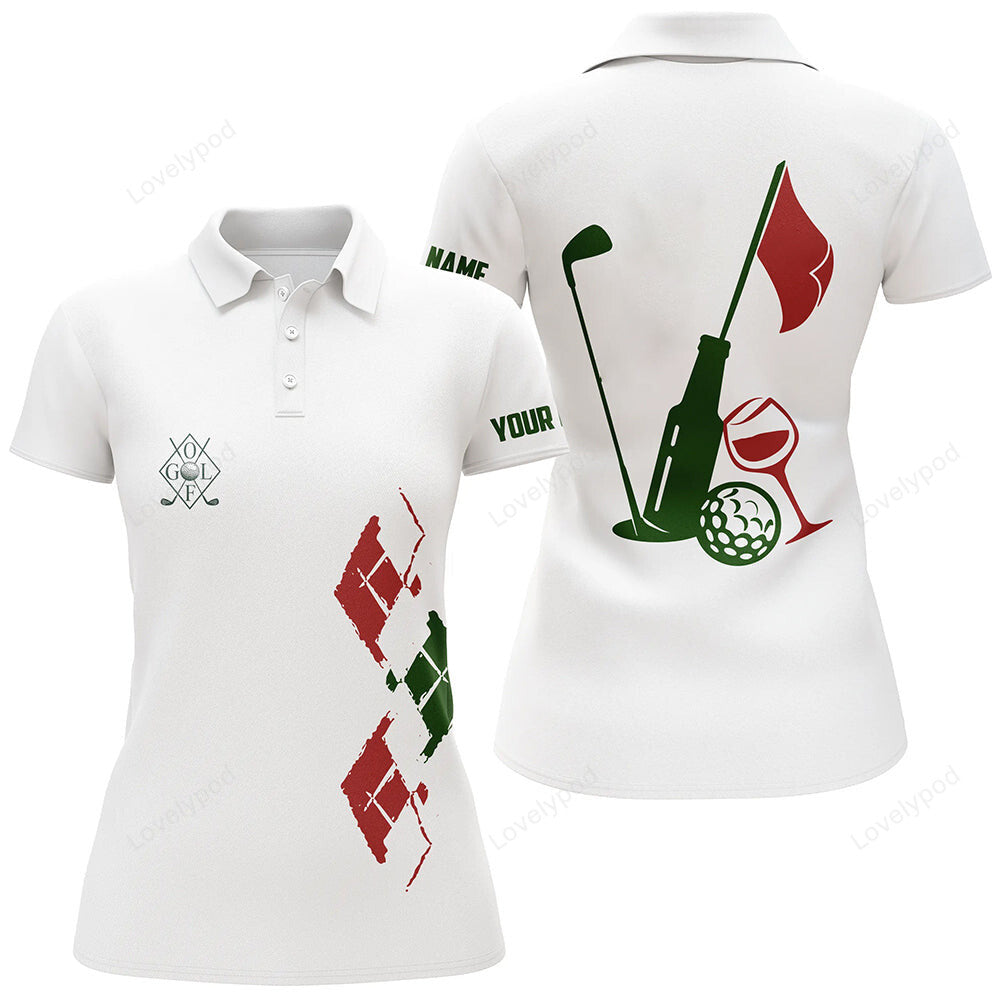 Womens golf polo shirt, custom vintage golf and wine golf clubs polo shirts GY3332