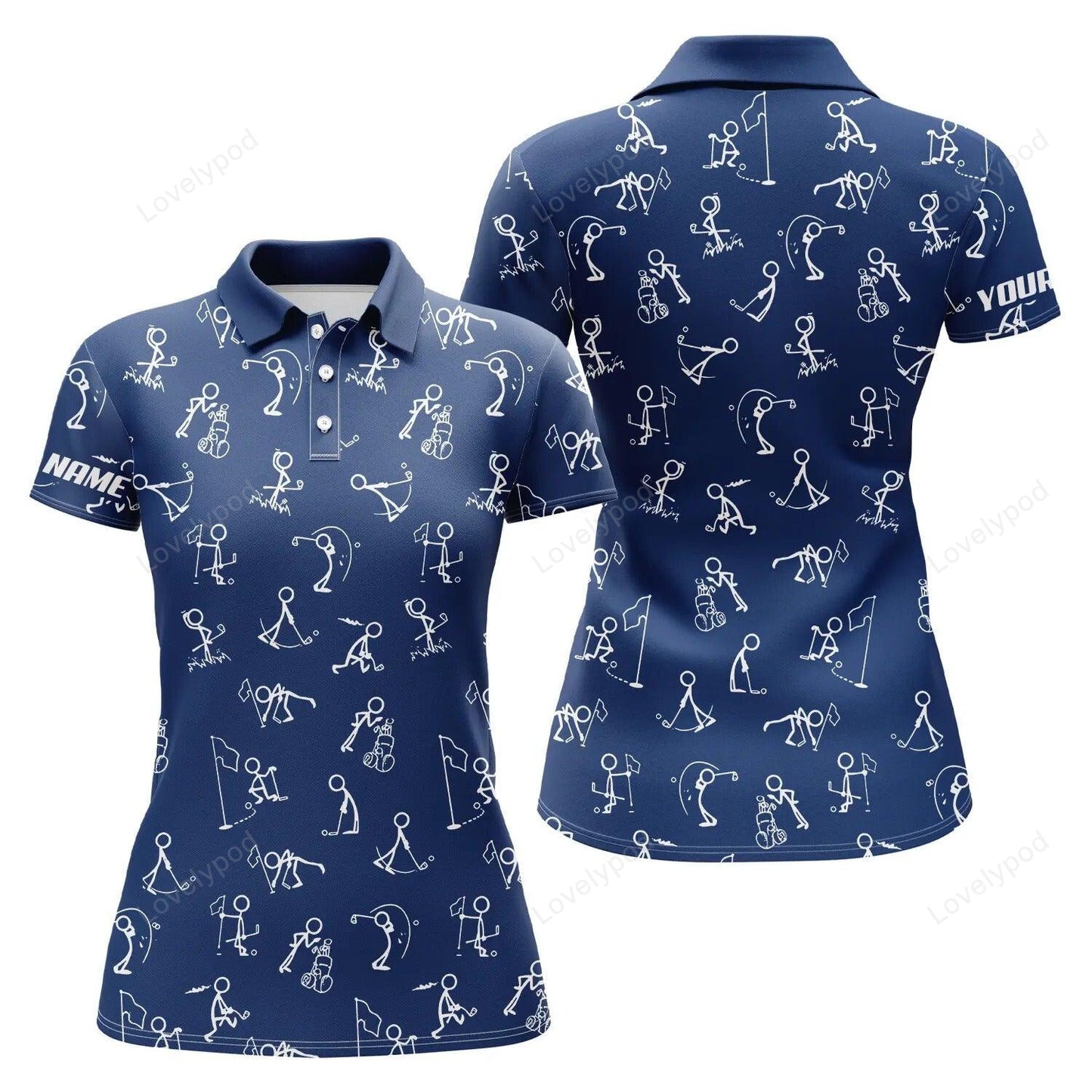 Personalized funny golf pattern green golf polo shirts, perfect gift for ladies, golf lovers, golfers GY3354