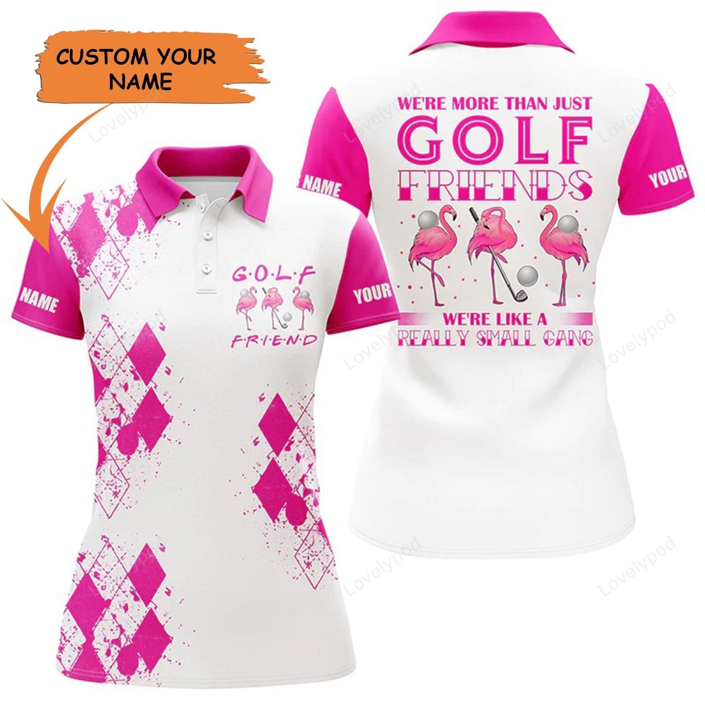 Funny flamingo play golf golf friend personalized women polo shirt - perfect gift for ladies, golf lovers, golfers GY3361