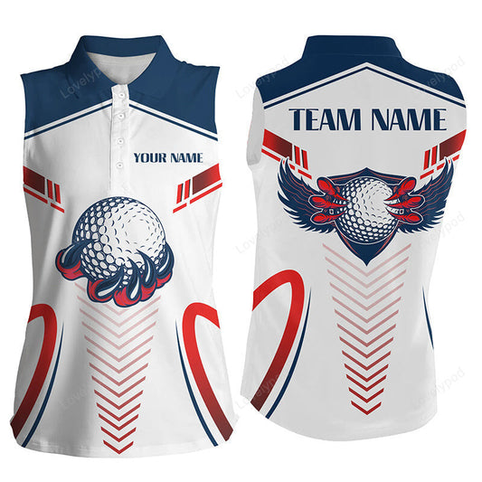 Customized american flag eagle women sleeveless polo shirt, team golf shirts for women best golf gift GY3413